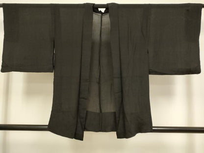 平和屋着物▽羽織　スリーシーズン　春夏秋　塵除け　黒地　正絹　逸品　DABJ3869du