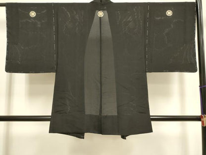 平和屋着物▽男性　黒紋付　羽織　スリーシーズン　春夏秋　塵除け　正絹　逸品　DABJ3870du