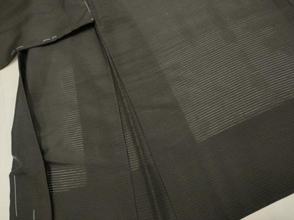 平和屋着物▽男性　黒紋付　羽織　スリーシーズン　春夏秋　塵除け　正絹　逸品　DABJ3870du