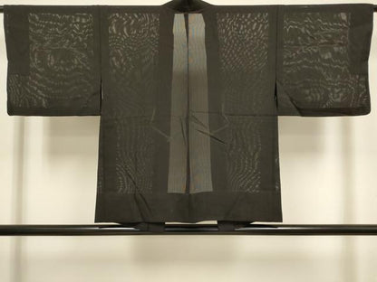 平和屋着物▽羽織　スリーシーズン　春夏秋　塵除け　黒地　正絹　逸品　DABJ3871du