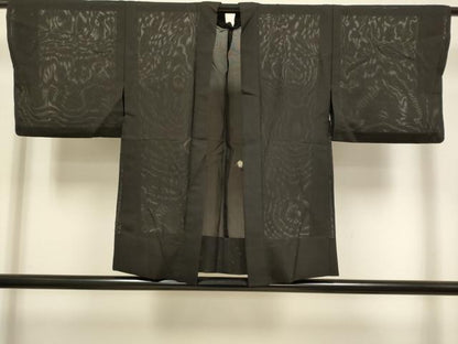 平和屋着物▽羽織　スリーシーズン　春夏秋　塵除け　黒地　正絹　逸品　DABJ3871du