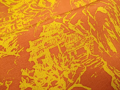 平和屋着物▽上質な小紋　単衣　紬地　風景文　正絹　逸品　未使用　DABJ3875du
