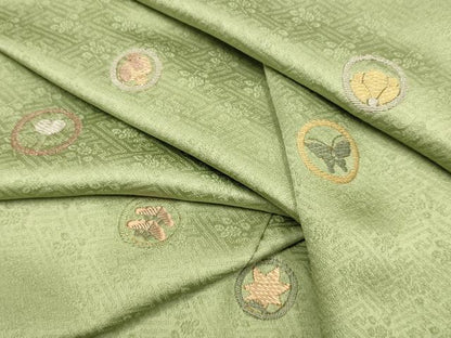 平和屋着物▽訪問着　単衣　総刺繍　吉祥花蝶文　正絹　逸品　DABJ3876du