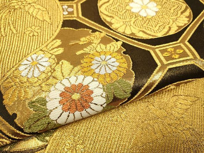 平和屋本店▼六通柄袋帯　蜀江鳳凰花蝶文　本金箔二重織　正絹　逸品　DABJ3880du