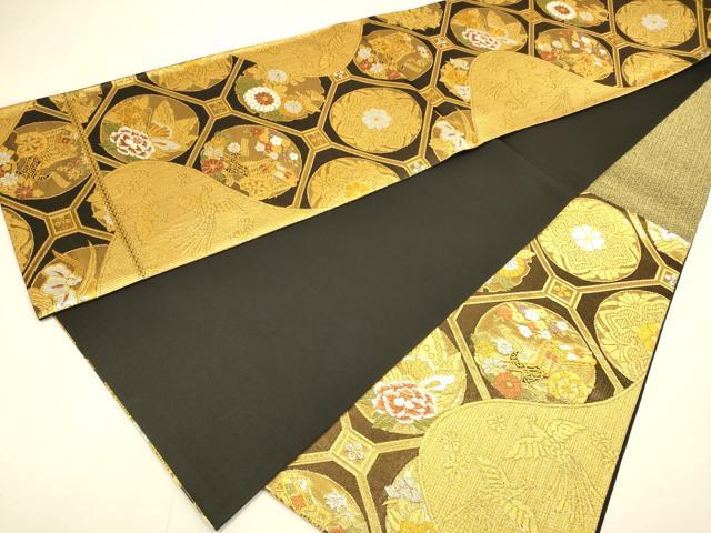 平和屋本店▼六通柄袋帯　蜀江鳳凰花蝶文　本金箔二重織　正絹　逸品　DABJ3880du