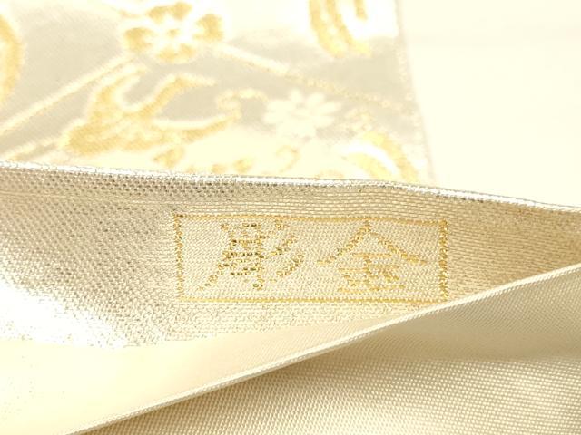 平和屋本店▼六通柄袋帯　亀甲桐文　本金箔　象眼二重織　彫金　正絹　逸品　DABJ3882du
