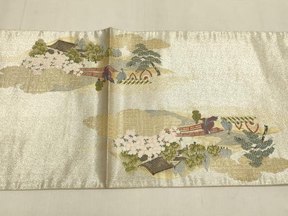 平和屋本店▼六通柄袋帯　洛中洛外　本金箔　正絹　逸品　未使用　DABJ3884du