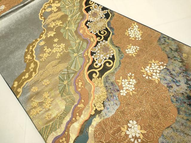 平和屋本店▼六通柄袋帯　幽幻秀彩　本金箔二重織　正絹　逸品　DABJ3885du