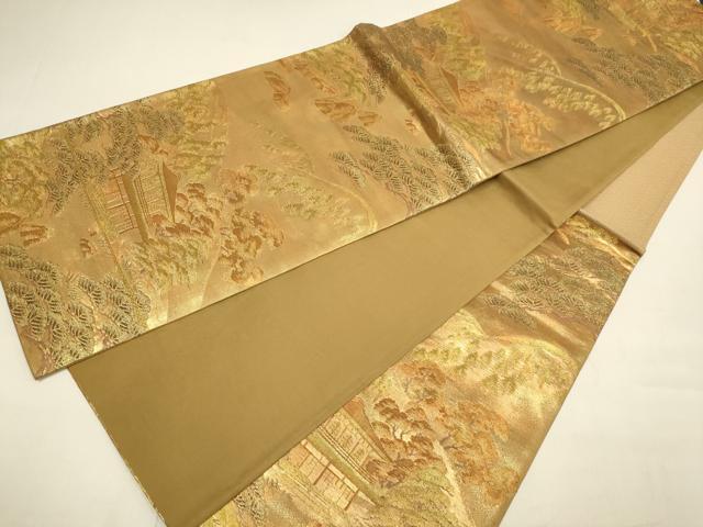 平和屋本店▼六通柄袋帯　風景文　純金箔　鈴乃屋扱い　正絹　逸品　DABJ3886du