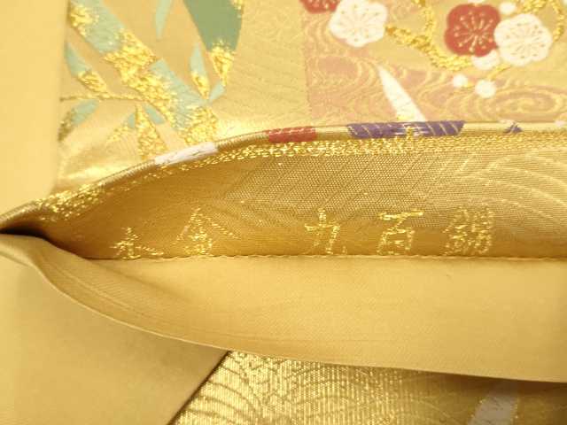 平和屋本店▼六通柄袋帯　色紙重ね飛鶴花文　本金　九百錦　正絹　逸品　DABJ3890du