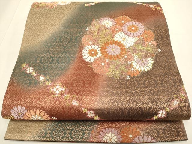 平和屋本店▼六通柄袋帯　花丸文　本金糸　正絹　逸品　DABJ3891du