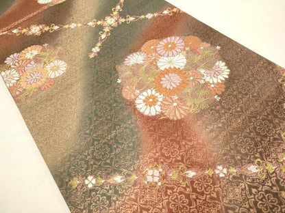 平和屋本店▼六通柄袋帯　花丸文　本金糸　正絹　逸品　DABJ3891du