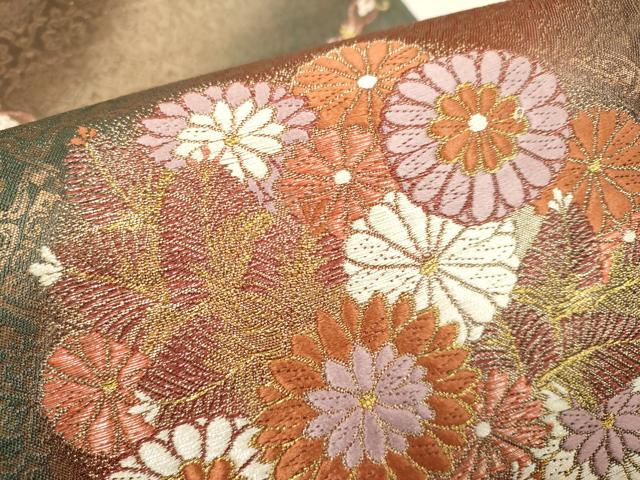 平和屋本店▼六通柄袋帯　花丸文　本金糸　正絹　逸品　DABJ3891du
