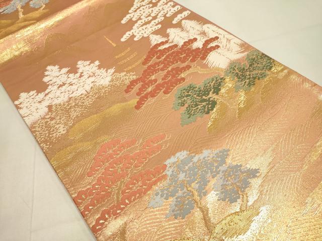 平和屋本店▼六通柄袋帯　風景文　本金箔　正絹　逸品　DABJ3892du