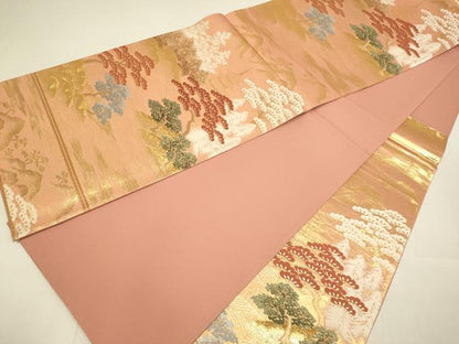 平和屋本店▼六通柄袋帯　風景文　本金箔　正絹　逸品　DABJ3892du