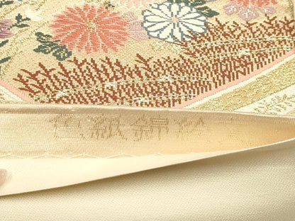 平和屋本店▼六通柄袋帯　色紙錦絵文　本金箔二重箔　正絹　逸品　DABJ3893du