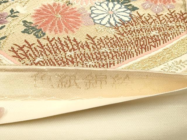 平和屋本店▼六通柄袋帯　色紙錦絵文　本金箔二重箔　正絹　逸品　DABJ3893du