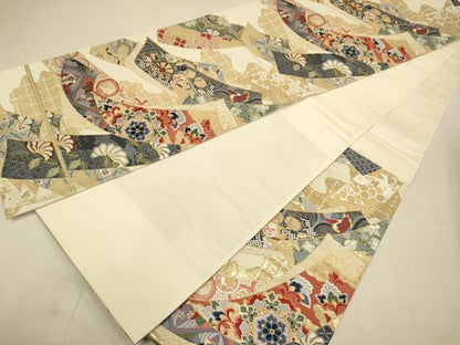 平和屋本店▼六通柄袋帯　唐織　熨斗吉祥花っ文　九百錦純金箔24K　正絹　逸品　DABJ3899du
