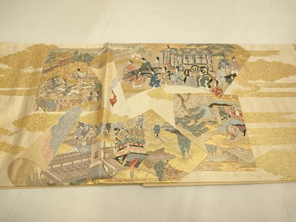 平和屋本店▼全通全景柄袋帯　洛中洛景　本金箔　正絹　逸品　DABJ3902du