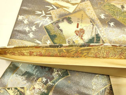 平和屋本店▼全通全景柄袋帯　東海道五拾三次　全三景の参　本金箔　正絹　逸品　DABJ3903du