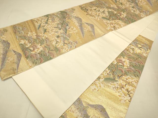 平和屋本店▼西陣　長嶋成織物　ながしま帯　六通柄袋帯　遠山松寿文　本金箔　正絹　逸品　DABJ3906du