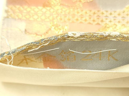 平和屋本店▼六通柄袋帯　唐織　花鳥文　本金箔24K　正絹　逸品　DABJ3908du