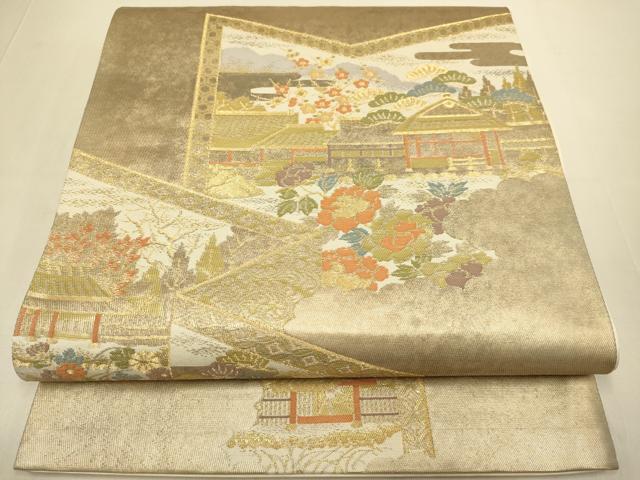 平和屋本店▼六通柄袋帯　桂離宮　純金二重引箔織　正絹　逸品　DABJ3914du