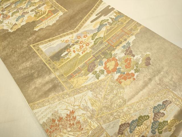 平和屋本店▼六通柄袋帯　桂離宮　純金二重引箔織　正絹　逸品　DABJ3914du