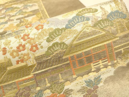 平和屋本店▼六通柄袋帯　桂離宮　純金二重引箔織　正絹　逸品　DABJ3914du