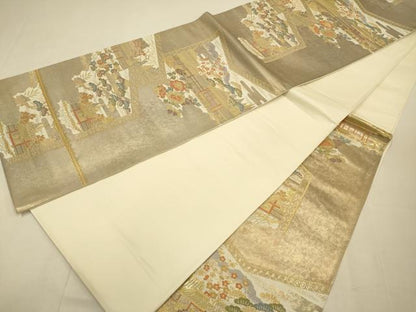 平和屋本店▼六通柄袋帯　桂離宮　純金二重引箔織　正絹　逸品　DABJ3914du