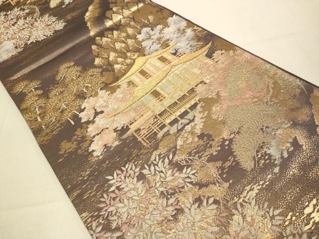 平和屋本店▼六通柄袋帯　金閣寺　本金箔二重織　正絹　逸品　DABJ3917du