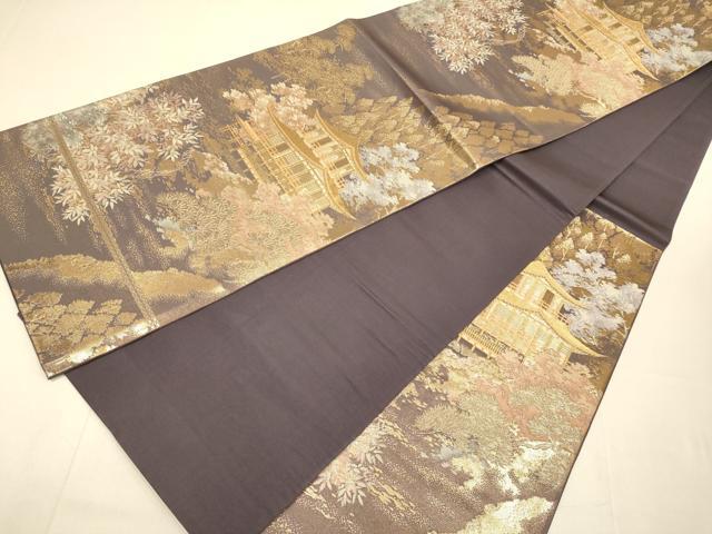 平和屋本店▼六通柄袋帯　金閣寺　本金箔二重織　正絹　逸品　DABJ3917du