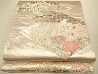 平和屋本店▼西陣　六通柄袋帯　花菱文　本金箔　絹衣　正絹　逸品　未使用　DABJ3918du