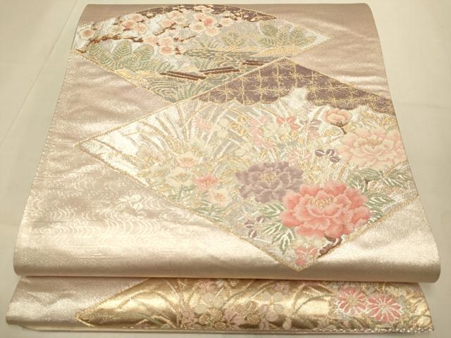 平和屋本店▼西陣　六通柄袋帯　花菱文　本金箔　絹衣　正絹　逸品　未使用　DABJ3918du