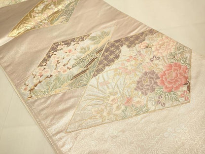 平和屋本店▼西陣　六通柄袋帯　花菱文　本金箔　絹衣　正絹　逸品　未使用　DABJ3918du