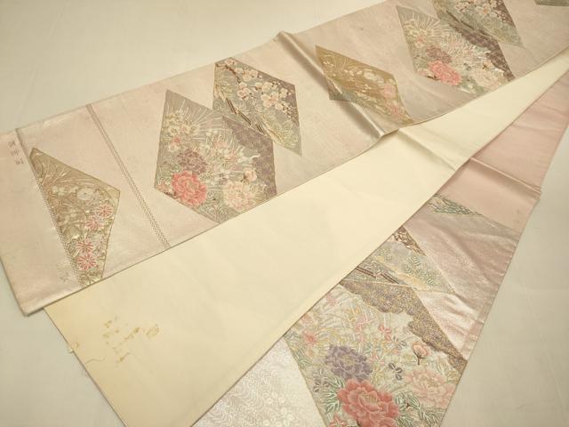 平和屋本店▼西陣　六通柄袋帯　花菱文　本金箔　絹衣　正絹　逸品　未使用　DABJ3918du