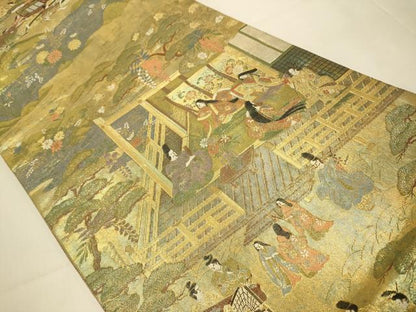 平和屋本店▼全通柄袋帯　日本の至宝　純金箔　正絹　逸品　DABJ3921du
