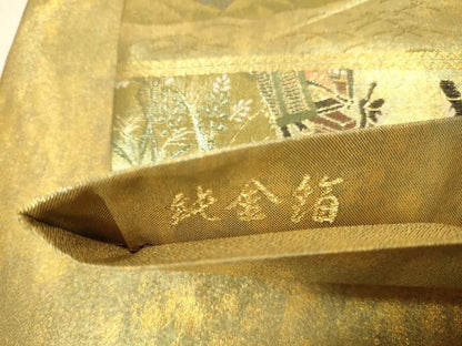 平和屋本店▼全通柄袋帯　日本の至宝　純金箔　正絹　逸品　DABJ3921du