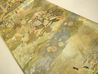 平和屋本店▼全通柄袋帯　日本の至宝　純金箔　正絹　逸品　DABJ3921du