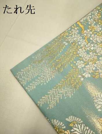 平和屋本店▼両面　全通柄袋帯　御所御襖引手　本金箔　正絹　逸品　DABJ3922du