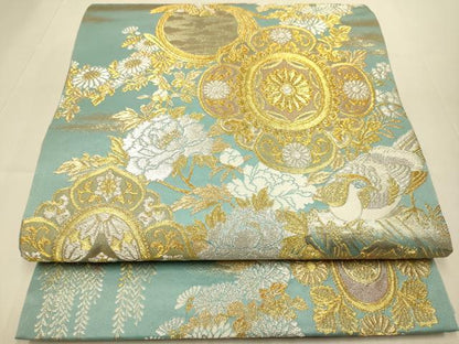平和屋本店▼両面　全通柄袋帯　御所御襖引手　本金箔　正絹　逸品　DABJ3922du