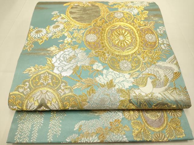 平和屋本店▼両面　全通柄袋帯　御所御襖引手　本金箔　正絹　逸品　DABJ3922du