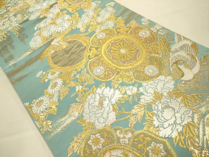 平和屋本店▼両面　全通柄袋帯　御所御襖引手　本金箔　正絹　逸品　DABJ3922du