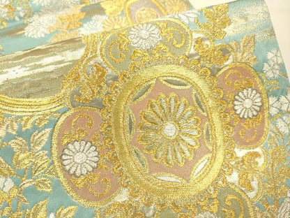平和屋本店▼両面　全通柄袋帯　御所御襖引手　本金箔　正絹　逸品　DABJ3922du