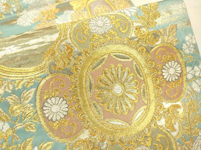 平和屋本店▼両面　全通柄袋帯　御所御襖引手　本金箔　正絹　逸品　DABJ3922du