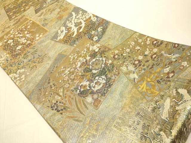 平和屋本店▼極上　西陣あさぎ　丸帯　加賀名品百撰　プラチナ本金箔一千八百口織　正絹　逸品　DABJ3925du