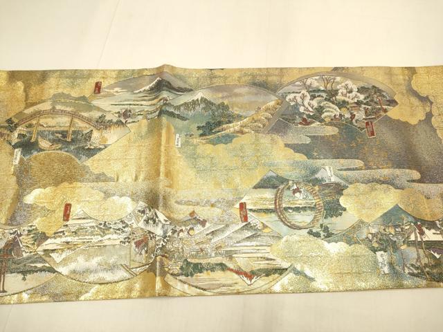 平和屋本店▼全通柄袋帯　冨獄三十景　全三景の壱　本金箔　正絹　逸品　DABJ3928du