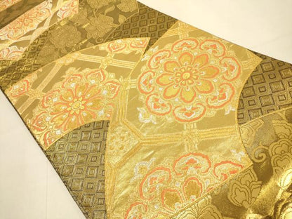 平和屋本店▼佐賀錦　全通柄袋帯　地紙蜀江華文　純金箔　正絹　逸品　DABJ3930du