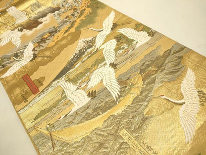 平和屋本店▼全通全景柄袋帯　北齋図　冨獄三十六景　本金箔　正絹　逸品　DABJ3931du