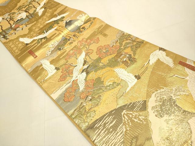 平和屋本店▼全通全景柄袋帯　北齋図　冨獄三十六景　本金箔　正絹　逸品　DABJ3931du